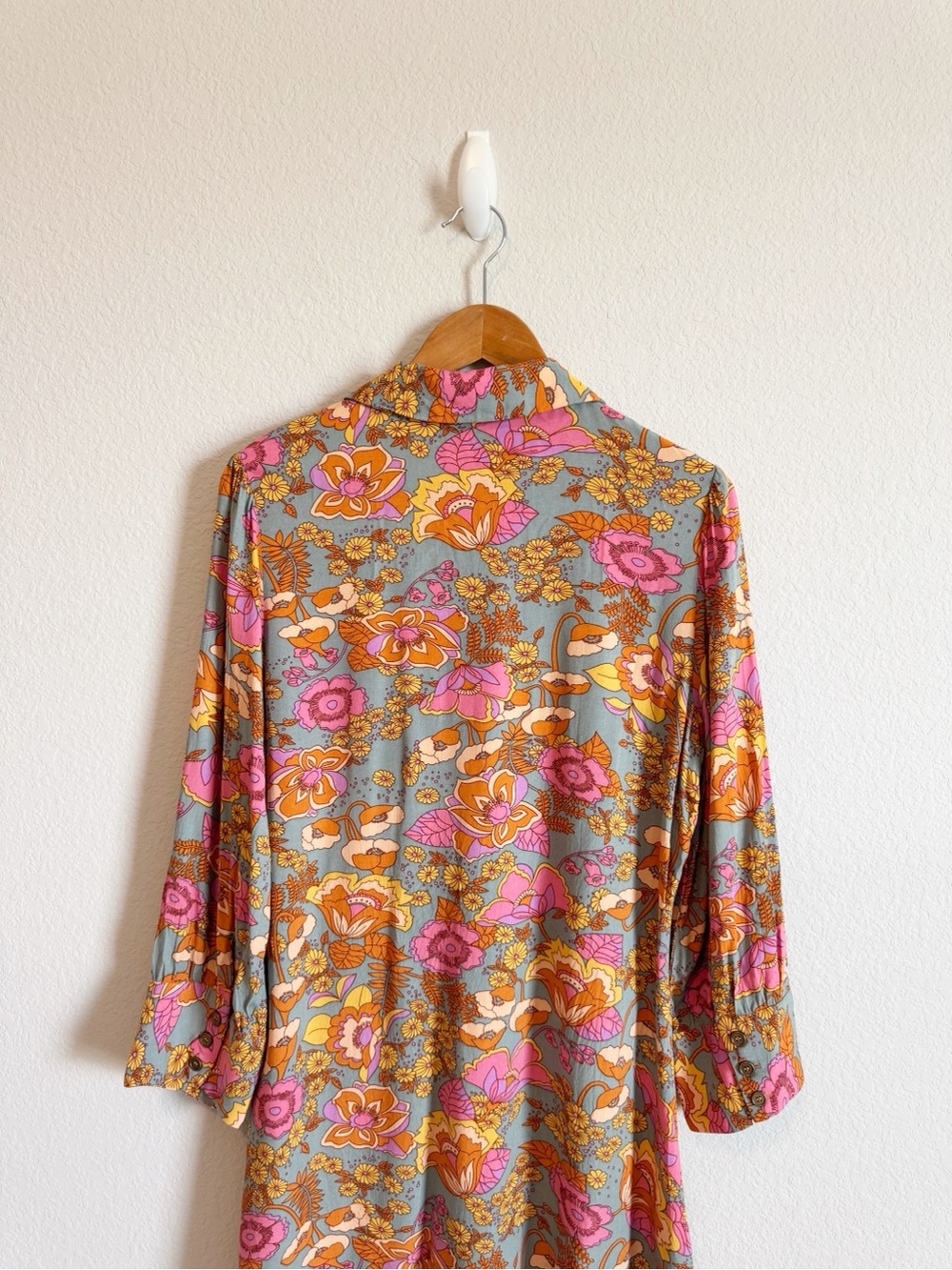 Natural Life Twiggy Retro Floral Print Mini Shirt Dress Size Medium - Picture 8 of 8